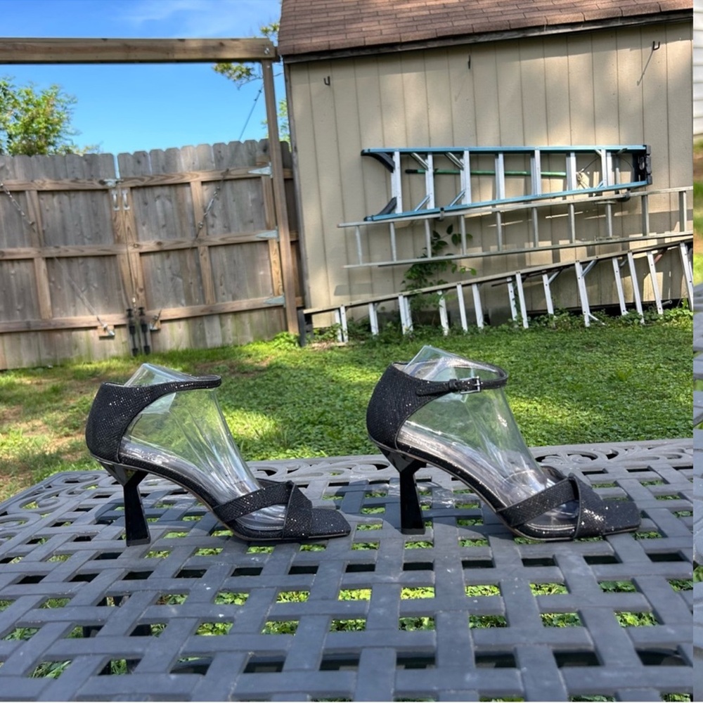 FRANCO SARTO RANIA Womens High Heels Sandals Glitter Pumps black size 10 wedding